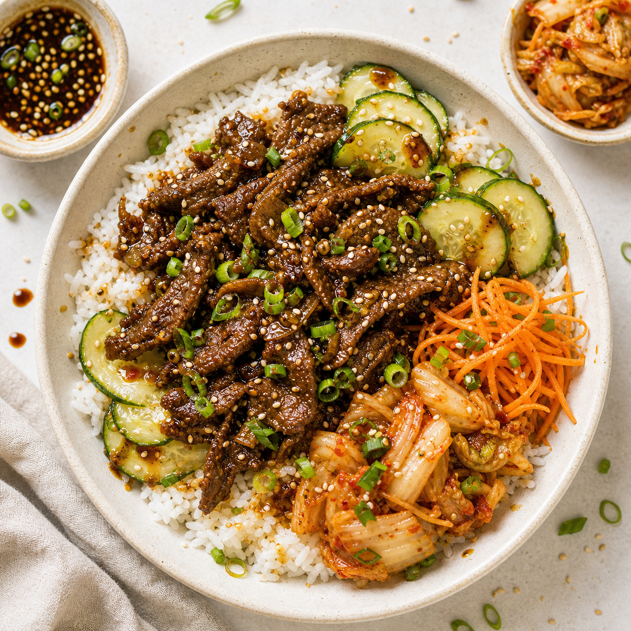 App catalogue illustration of Beefless bulgogi rice bowls