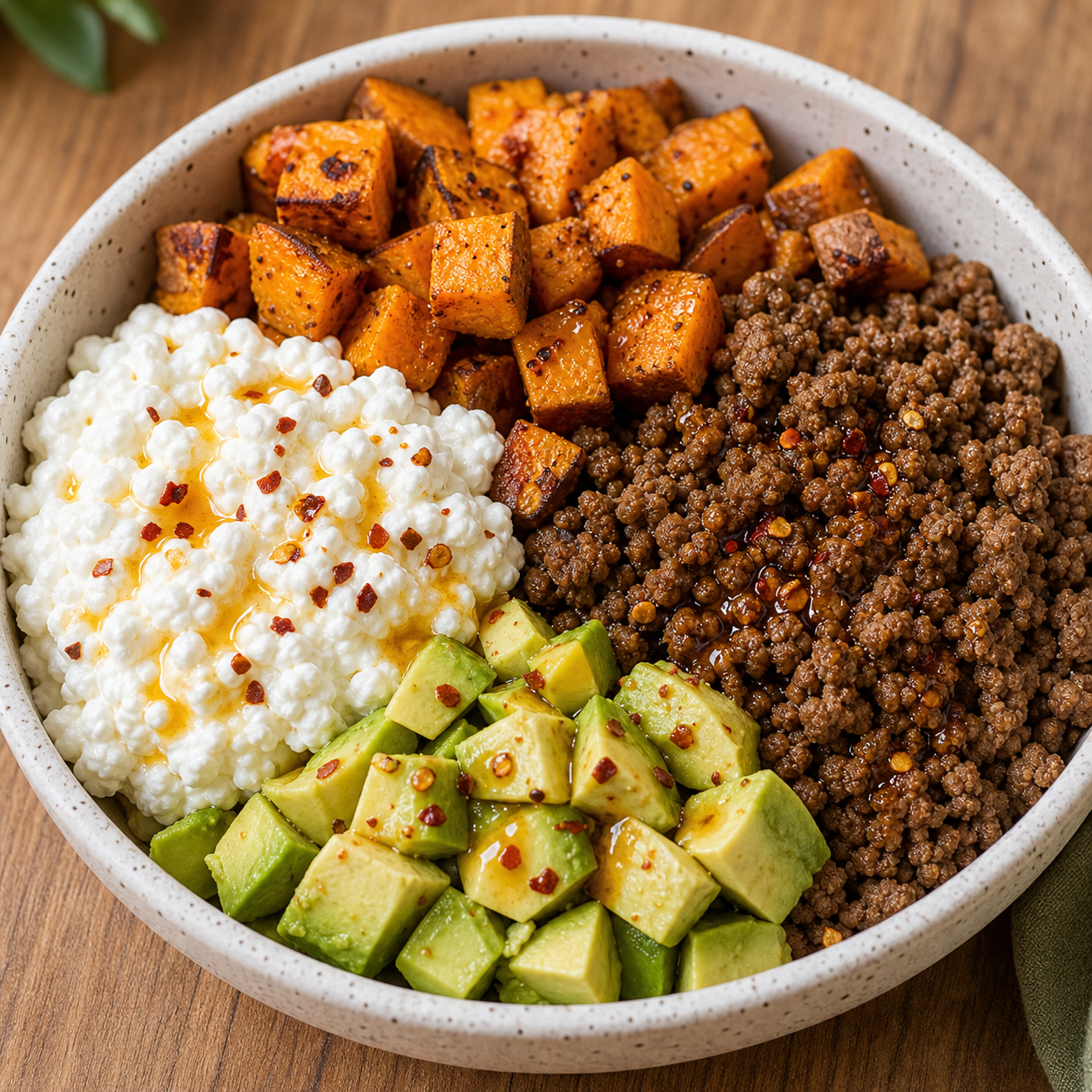Illustration of Hot Honey Sweet Potato Beef Bowls